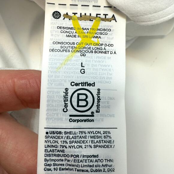 Athleta Conscious Crop Cut Out Sports Bra Crop Top In White Size Large D DD New - Picture 14 of 14